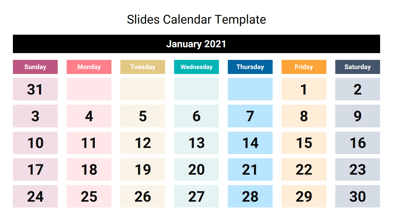 Google Slides and PowerPoint Template for Calendar